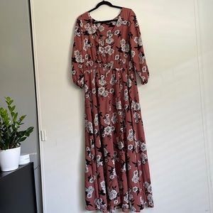 Brown floral dress